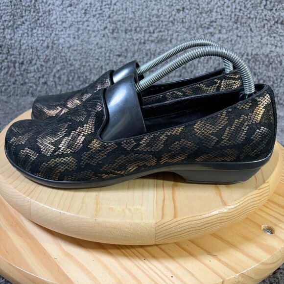 Dansko Shoes Olivia Loafer Womens Size 10 Leather Black Gold Slip On Comfort - Picture 1 of 8